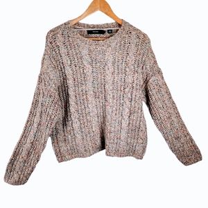 Fuzzy oversized cableknit sweater